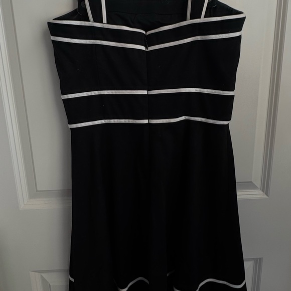 White House Black Market Elegant Black Dress with White Accent Trim - Picture 2 of 5